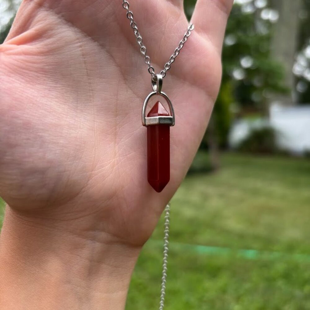 Handmade Red Agate crystal necklace - Picture 2 of 4